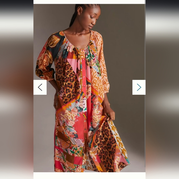 🛑ANTHROPOLOGIE Brown Motif Dress Geisha - Picture 3 of 7